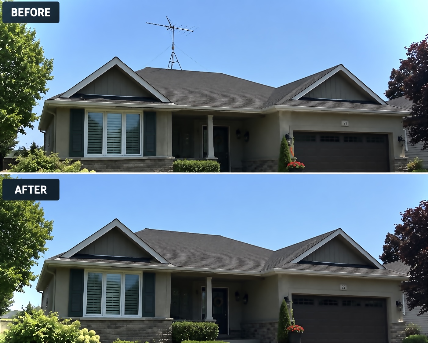 Home antenna removal before and after
